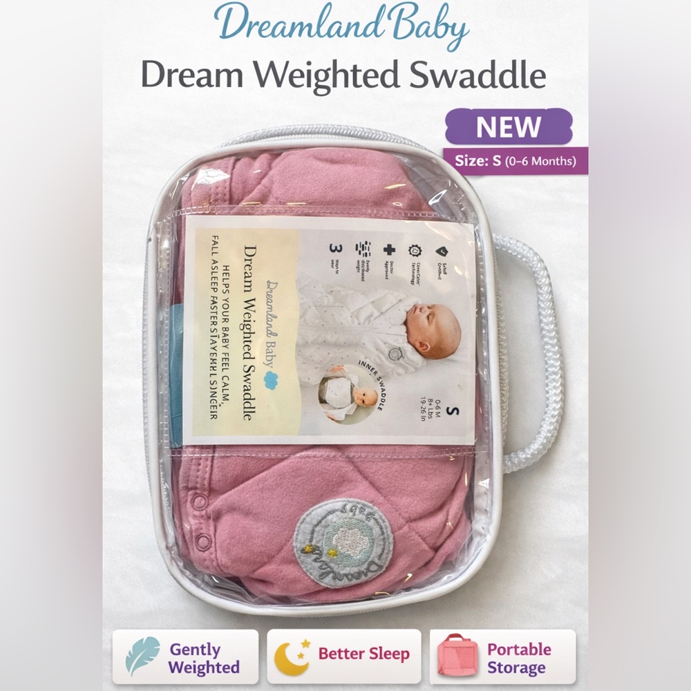 Dreamland Baby Weighted Swaddle Sack Pink Size Small (0–6M) Like New w/ Bag